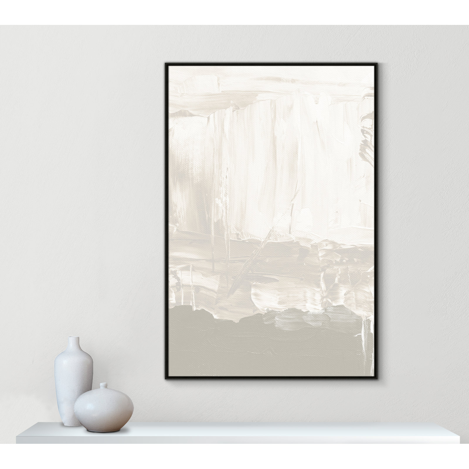 Albie "Taupe Abstract" Print, 61.5" H x 41.5" W, Espresso