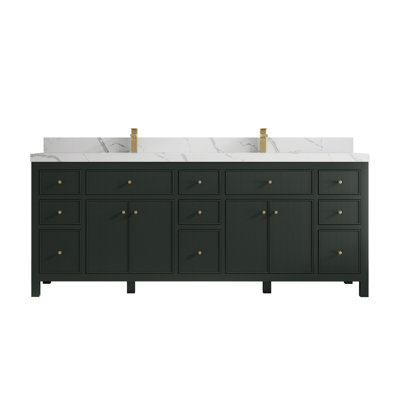 84'' Double Bathroom Vanity with Quartz Top