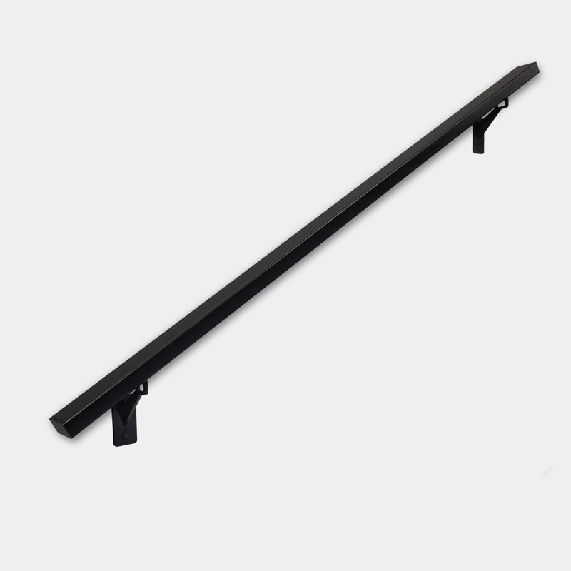 Modern Architectural Aluminum Stair Handrail For Indoor And Outdoor Stairs, Wall Mount Staircase Railing Kit With Stainless Steel Brackets And Screws, Powder Coated