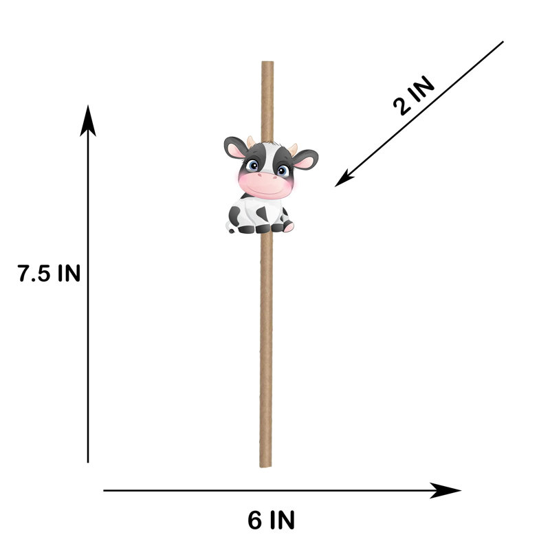 10 PCS Cow Paper Straws