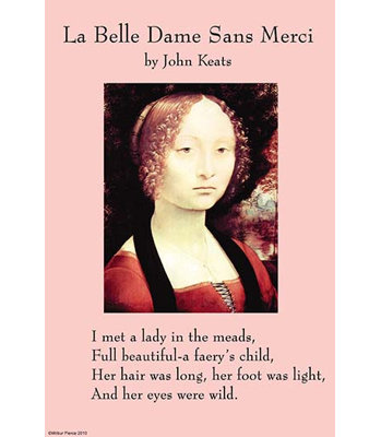 « la belle dame sans mercy ou la belle femme » par john keats, affiche rétro