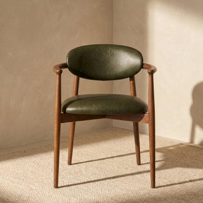 Riven Solid Wood Genuine Leather Dining Chair