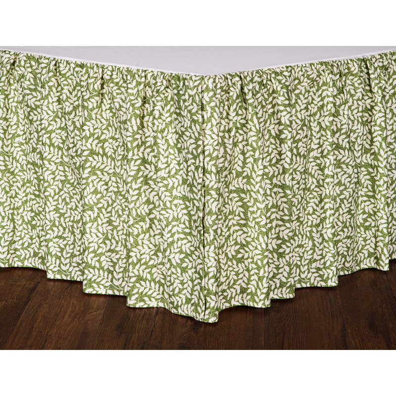 Bouvier Green Leaf Ruffled 15 inch  Bedskirt, 15", King