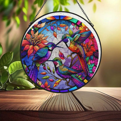 Panneaux de vitrail attrape-soleil colibri pour la décoration de fenêtre