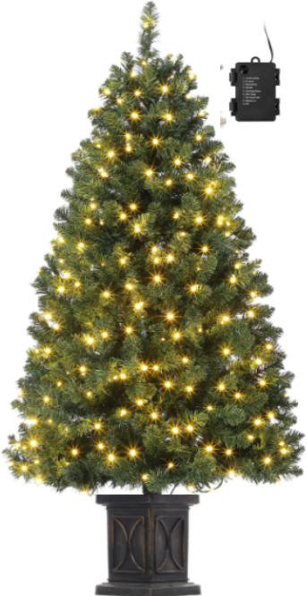 Arbre de base pré-éclairé avec 300 lumières, standard américain, 8 modes et pot