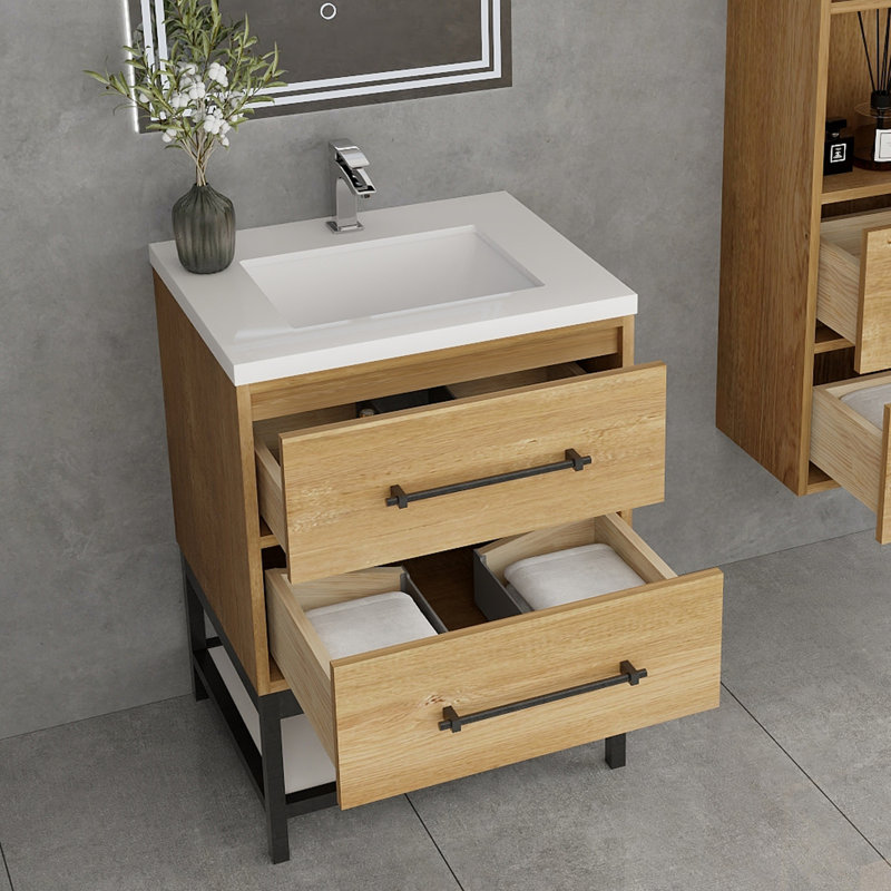 Meuble-lavabo simple avec plateau Victoria 23,7, Chêne