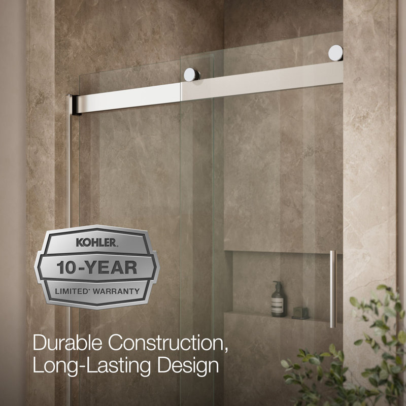 Levity 47.58" x 74" Bypass Shower Door with CleanCoat® Technology, Crystal Clear, Bright Silver