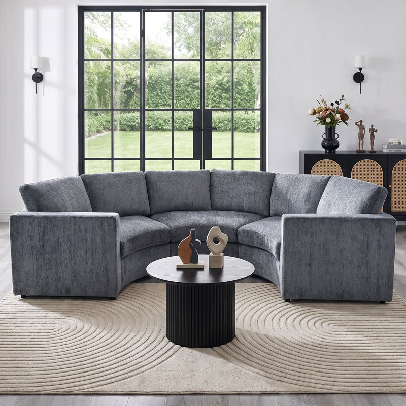 Canapé modulaire courbé 3 pièces, Gris