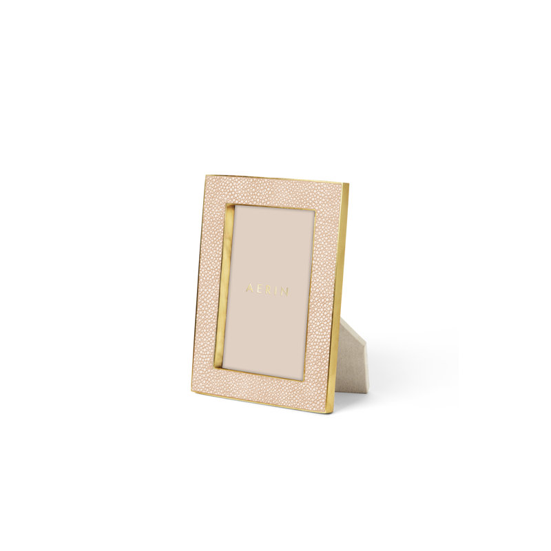 Classic Cream Shagreen 5x7 Picture Frame with Brass Trim