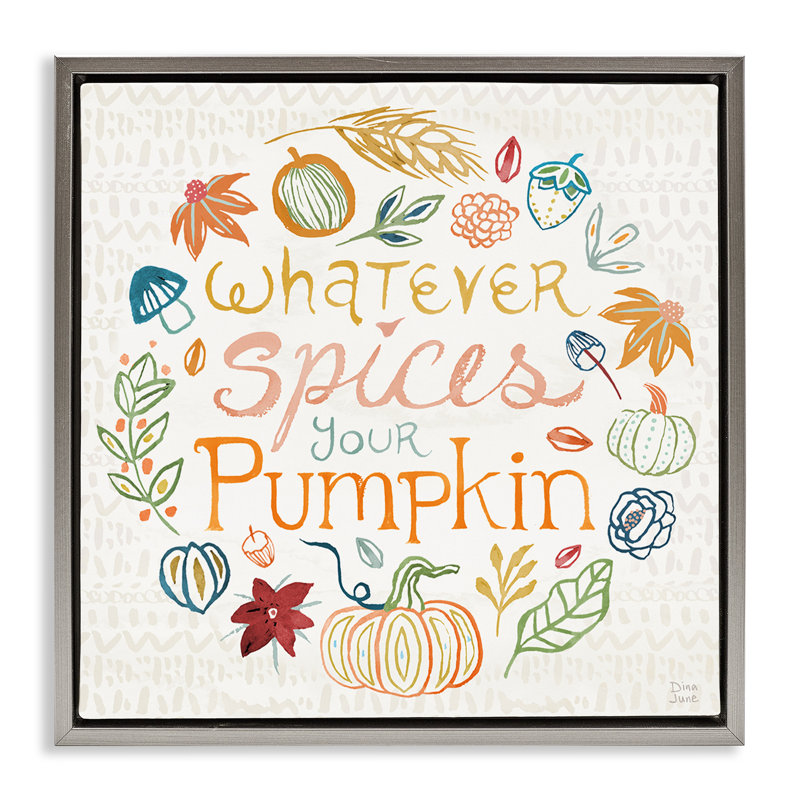 "Drôle d'automne, épice et citrouille" par Dina June, H 25 po x l 25 po, Cadre flottant gris lustré