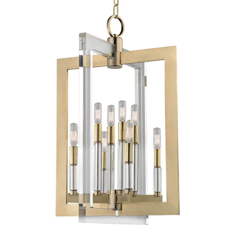 Wellington 8 - Light Chandelier, Aged Brass, 26.5" H x 17.5" W x 17.5" D