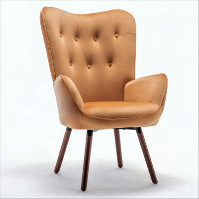 Fauteuil à oreilles Mid-Century moderne capitonné