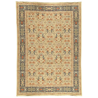 Hand Knotted Wool Area Rug in Gold And Navy