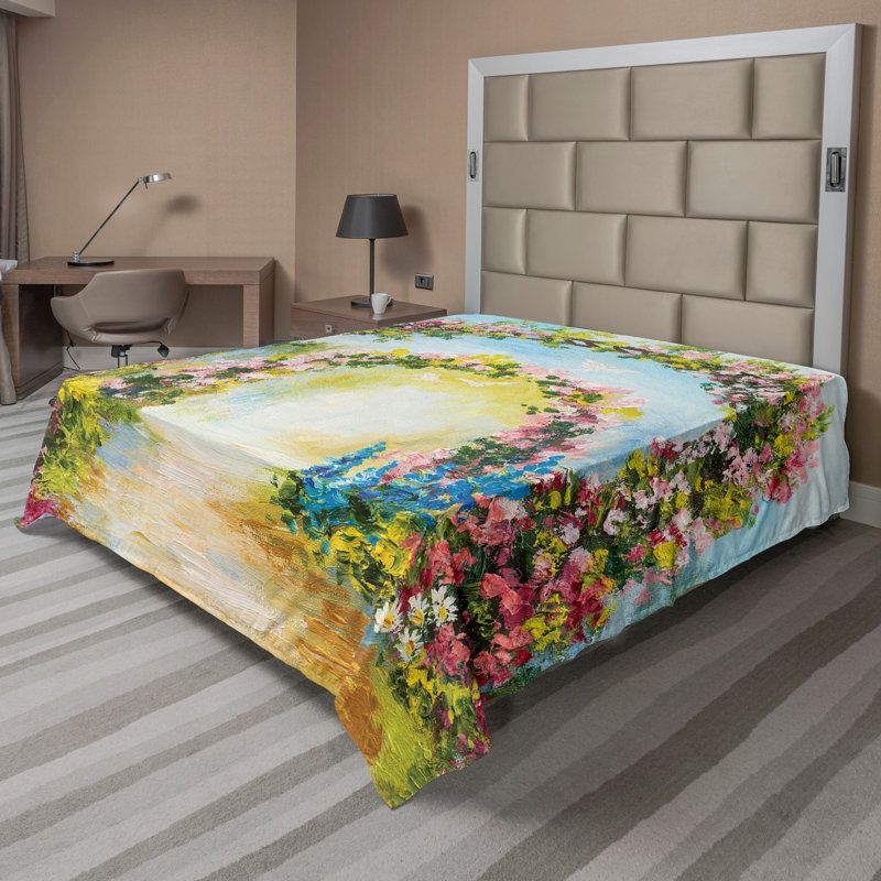 Multicolore Ambesonne, Drap plat pour très grand lit californien