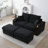 Corduroy Fabric Loveseat with Ottomans and Two Pillows-281212848