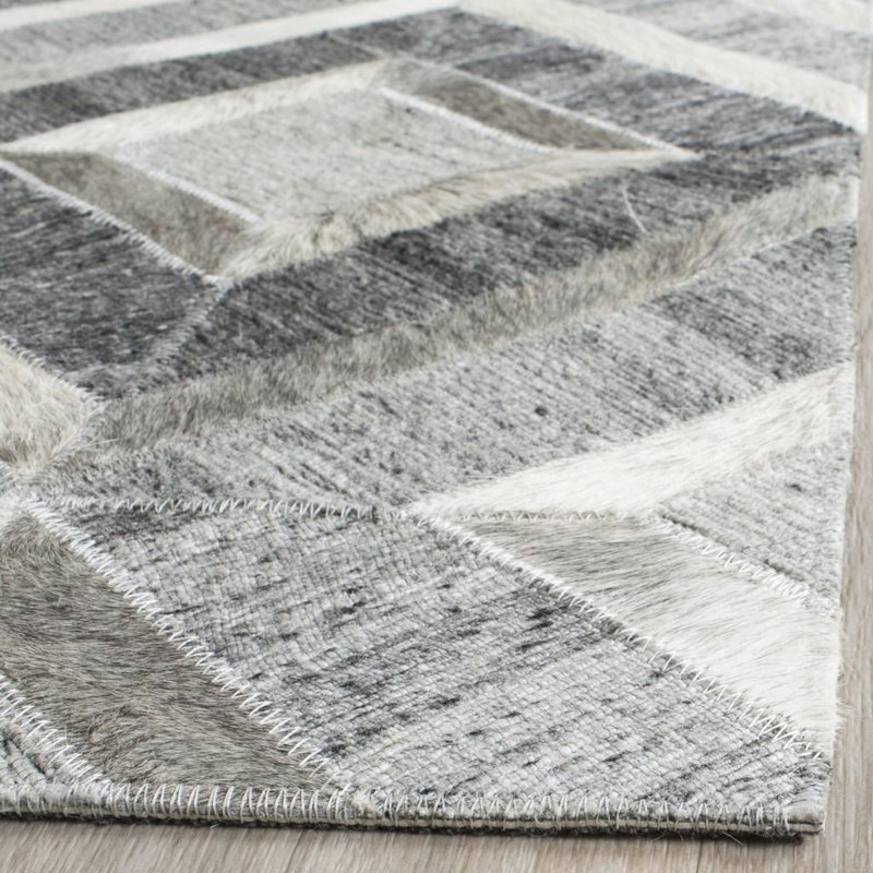 Sevastopol Studio Leather Hand Woven Leather And Viscose Geometric Rug, Rectangle 8' x 10'