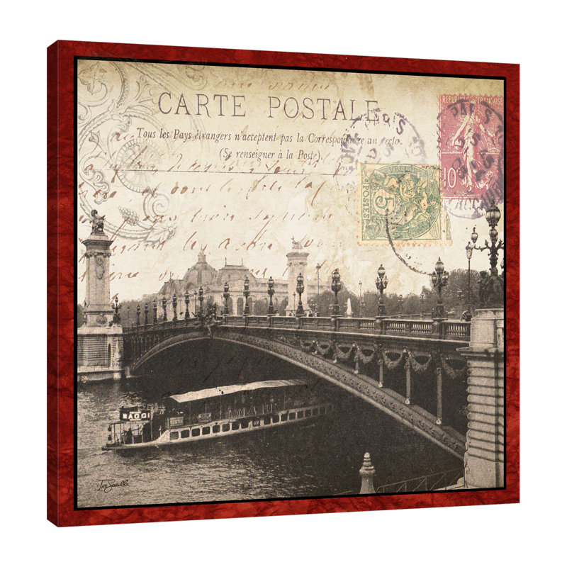 «Paris River Card» par Tre Sorelle Studios, reproduction d'art graphique sur toile tendue Paris, H 12 po x l 12 po