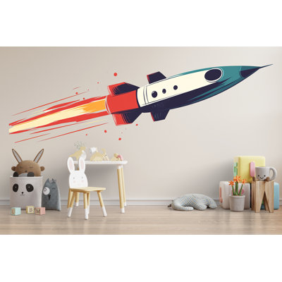 Fusée décalcomanie murale chambre d'enfant art mural chambre d'enfant fusée décor 461Mv