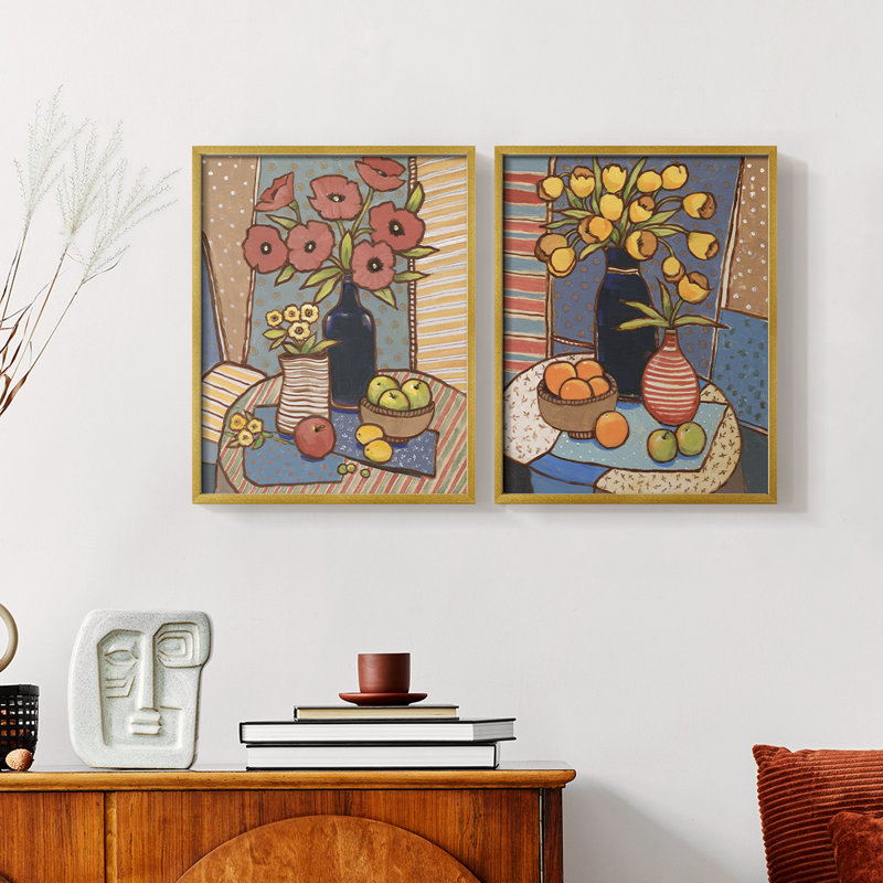 Tableau nature morte I-Premium, reproduction encadrée - prêt à être accroché - aucun clou requis - aucun clou requis, Doré