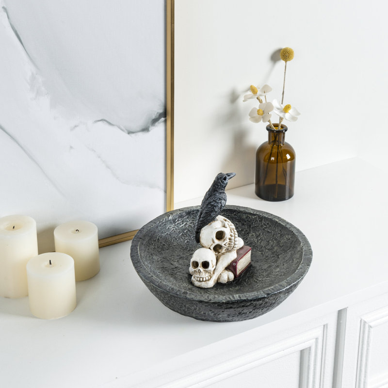 Halloween Skull and Crow Jewellery Ring Holder
