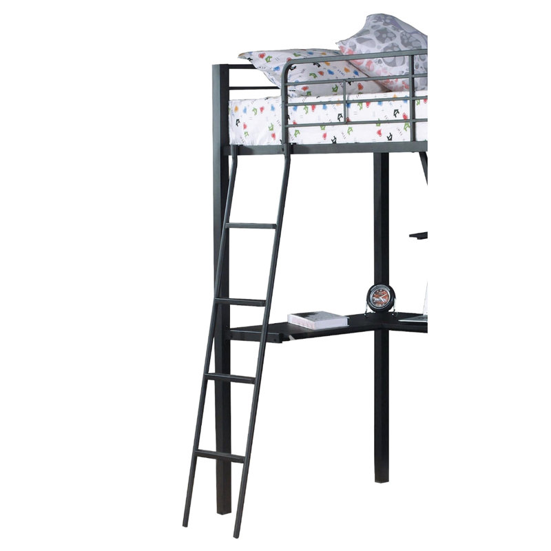 Lit mezzanine simple avec bureau en argent et noir - caractéristique réglable et matériel de dessin fonctionnel