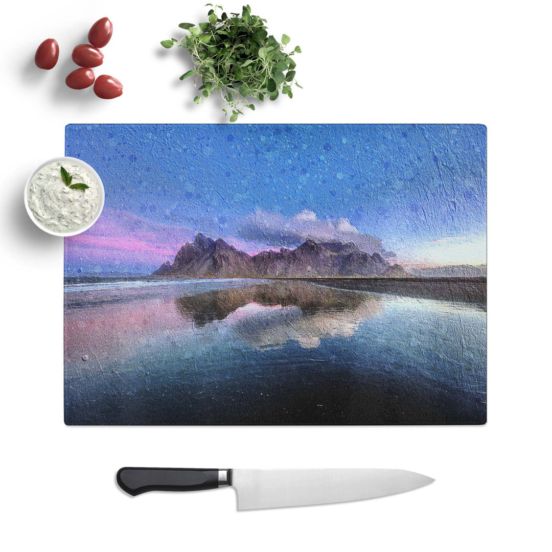 Tempered Glass Vestrahorn Mountain in Iceland Chopping Board