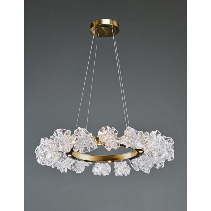 Lustre rond Jantje Light, Bronze plat, H 42 po x l 60 po x P 60 po, Transparent
