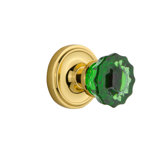 Classic Rosette with Crystal Emerald Door Knob