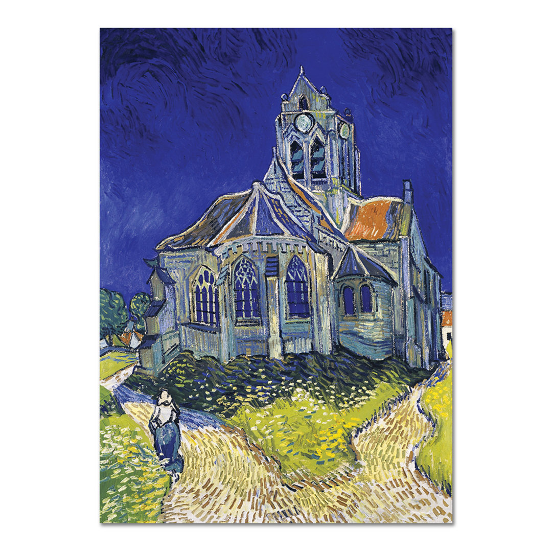 Glasbild Die Kirche von Auvers Sur Oise (Front) von Vincent Van Gogh