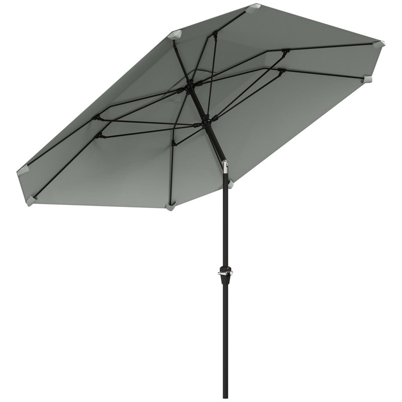 Parasol de marché en aluminium 7,6 pi 8 côtes, Gris clair
