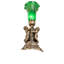 13" High Green Tiffany Pond Lily Twin Cherub Accent Lamp