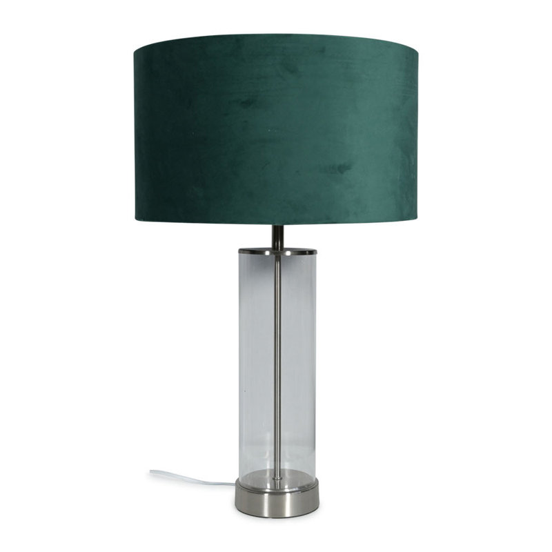 Simonetta Glass Table Lamp, Forest Green, Silver, Yes