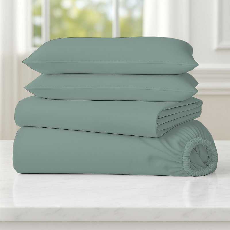 6-Piece Soft Microfiber Sheet Set, Twin Sheet Set with 2 Pillowcases, Light Teal