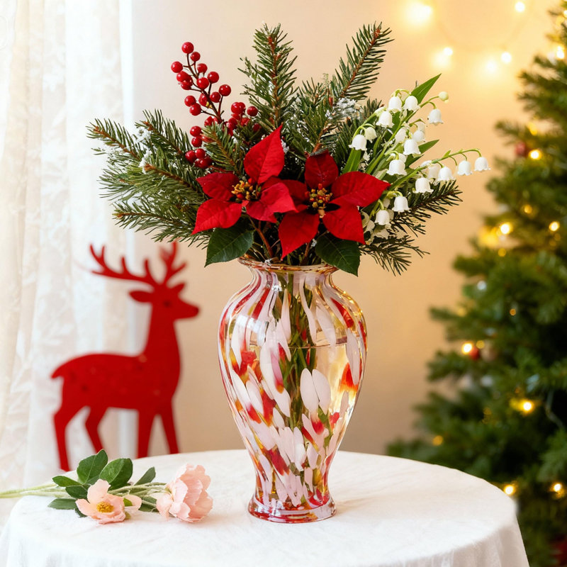 Grand vase en verre soufflé à la main 12 "pour fleurs 12"