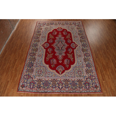 Tapis rouge en laine Kerman Persian Design