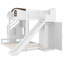 Lit simple superposé au dessus d'un lit double avec escalier de rangement, tablette, glissade et garde-robe, blanc et espresso-2024232865