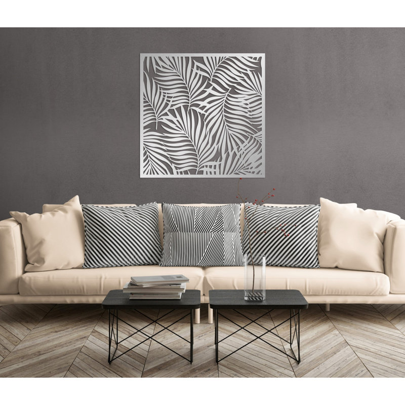 Metal Leaves Modern Art Wall Décor, Abstract Botanical Metal Decoration for New Home or Office Gift, 22" H x 22" W x 0.5" D