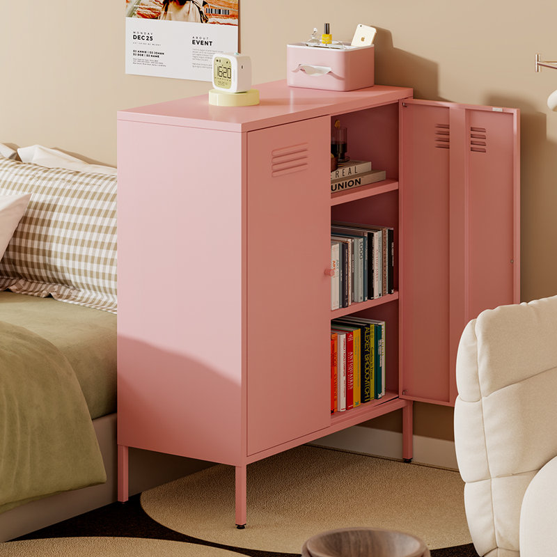 Alleyne Metal Accent Cabinet, Pink
