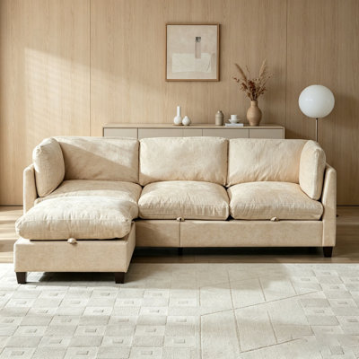 Canapé modulaire 96,5 po pour salon, canapé rembourré en chenille douce