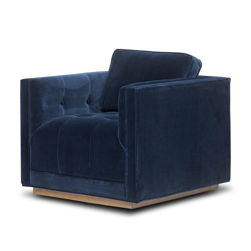 Kiera Swivel Chair-Amici Tobacco, Surrey Midnight Velvet, Weathered Sepia