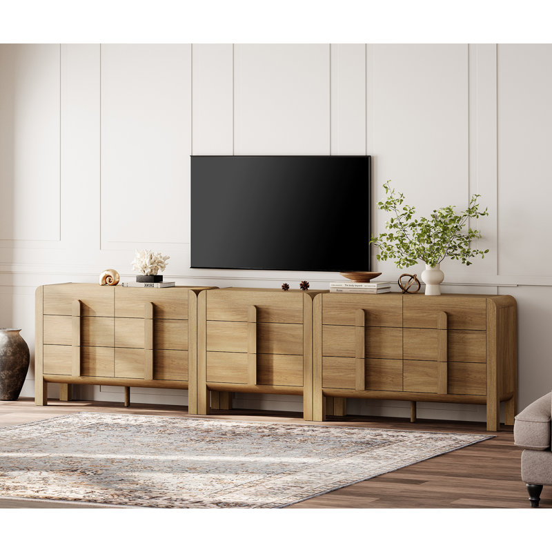 Mid Century Modern Dresser TV Stand For Tvs Up To 120 Inch, 3-In-1 Wood Media Console Table With 15 Drawers, Mid Century Entertainment Center With Storage For Living Room Bedroom