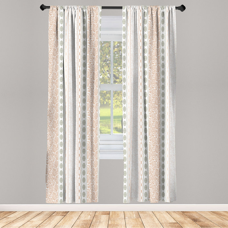 Dakota Fields Rose Curtains, Art Classical Victorian Motifs, 28" W x 95" L, Peach and Ivory