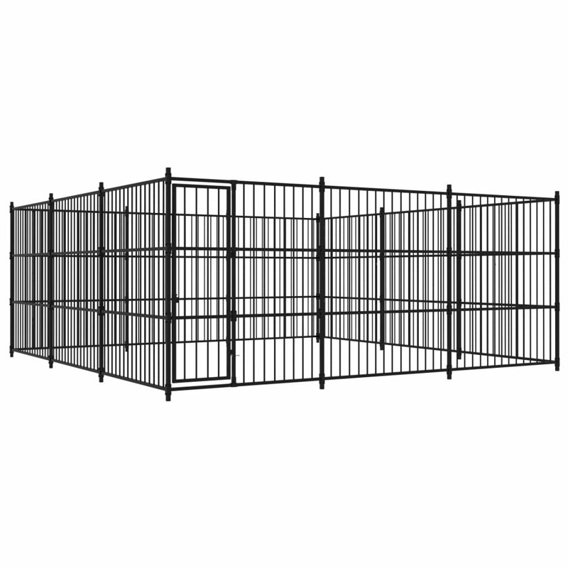 Jordyn Steel Kennel With Door, 185cm H x 450cm W x 450cm D