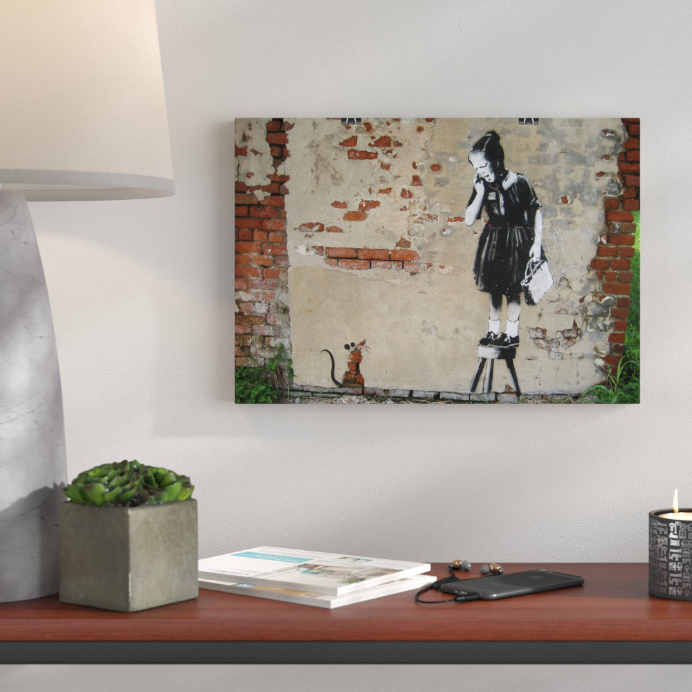 Banksy Girl & Rat Graffiti Wall Art - Frameless Print