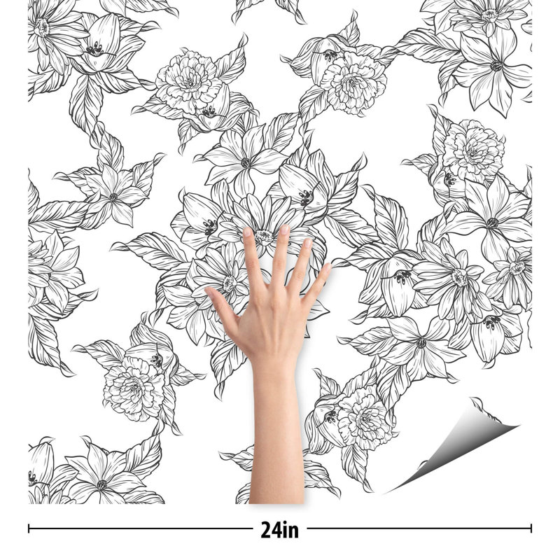 Iivari Peel & Stick Floral Tile, 126" L x 24" W