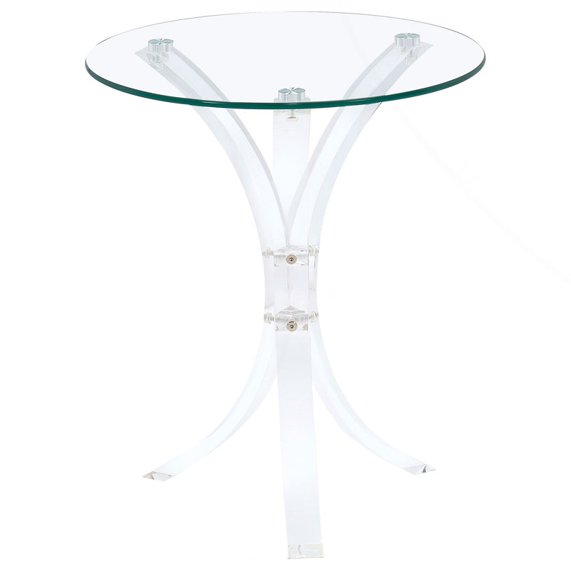 Clear Round Glass Top Acrylic Side Table