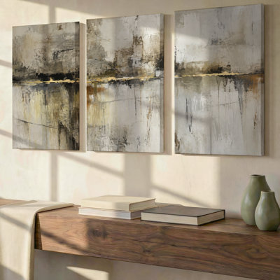 Ensemble exclusif de 3 toiles abstraites florales vibrantes grand format, décoration murale moderne haut de gamme pour salon, chambre, bureau et maison, prêtes à être accrochées.