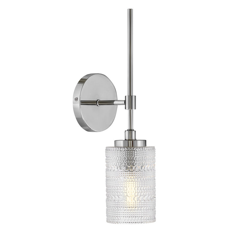 Witt Single Light Bath Vanity Wall Sconce with Clear Hobnail Glass, Chrome