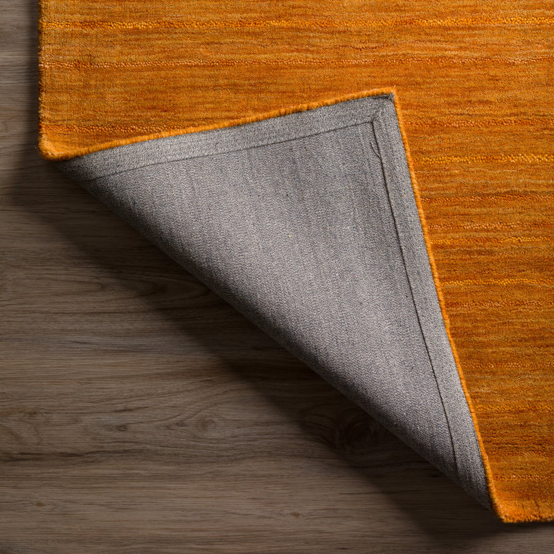 Tapis orange en laine touffeté à la main Toby, Rectangle 8 pi x 10 pi