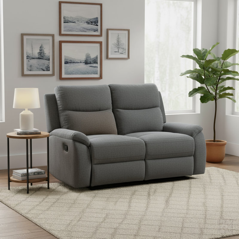 Abreanna Upholstered Reclining Loveseat, Gray